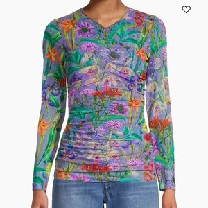 Johnny Was Daphne Floral Mesh Top